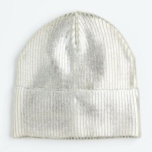 H & M SILVER METALLIC BEANIE HAT TOUQUE AGE 3-7 YEARS OR 51-52 NWOT